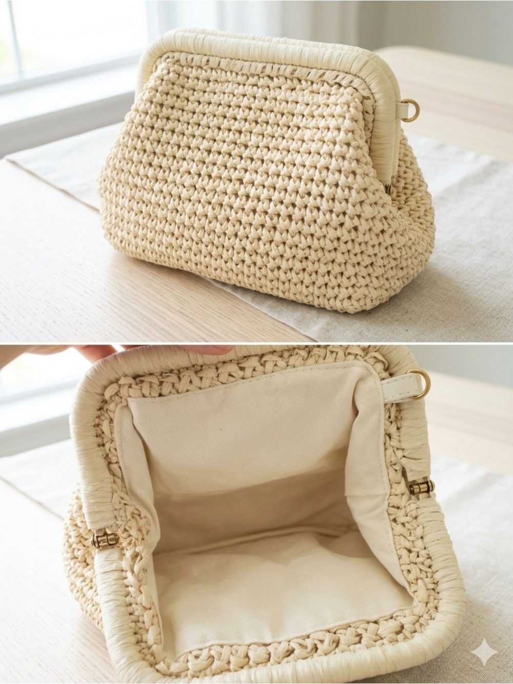 🍁🍂Banana Republic Cream Braided Straw Shoulder Bag🔥DUMPLING BAG